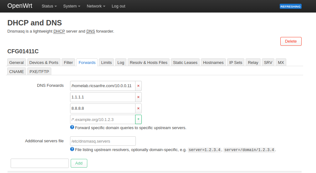 openwrt-dns-forwarders