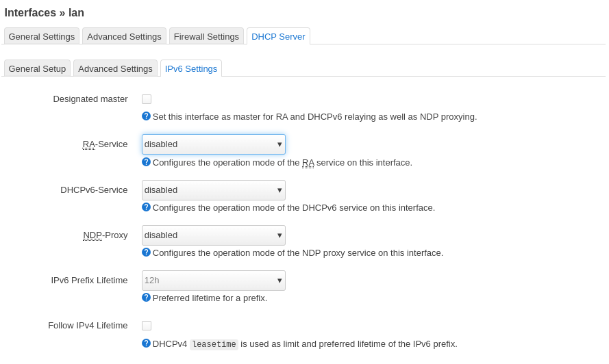 openwrt-lan-disable-dhcpv6